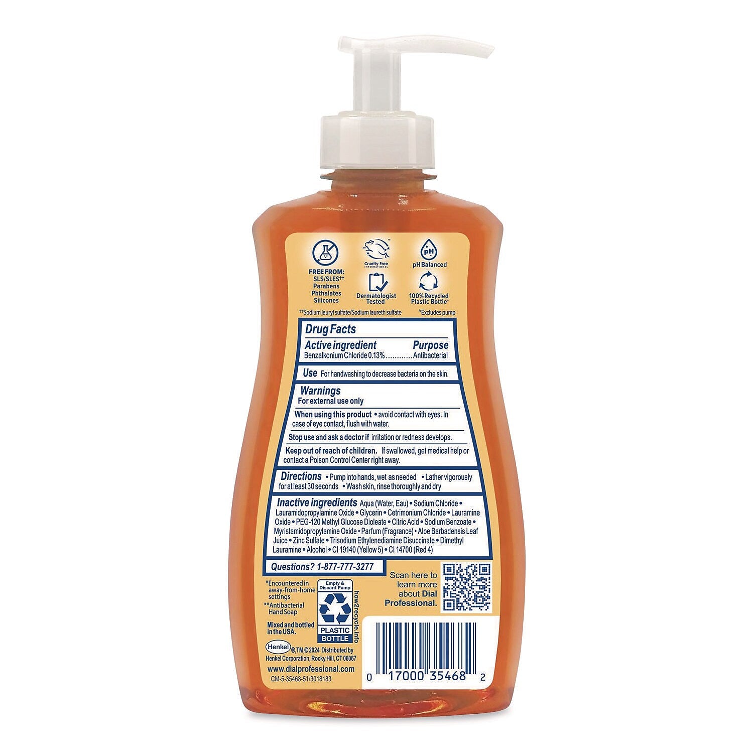 Dial Professional Antibacterial Defense Gold Liquid Hand Soap, Original Scent, 11 oz., 12/Carton (1700035470)