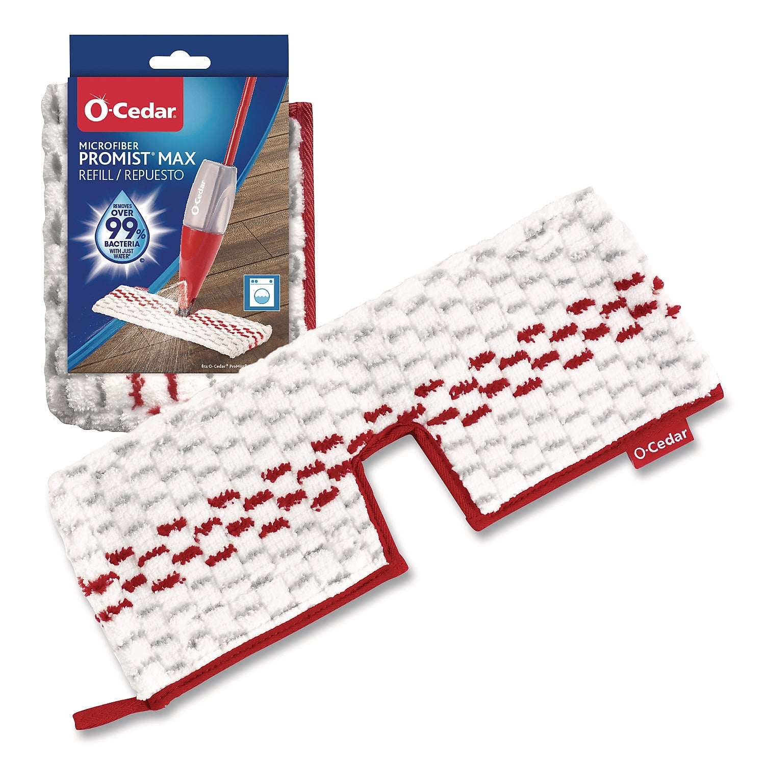 O-Cedar ProMist MAX Microfiber Wet Mop Head Refill, Red/White/Gray (173579EA)