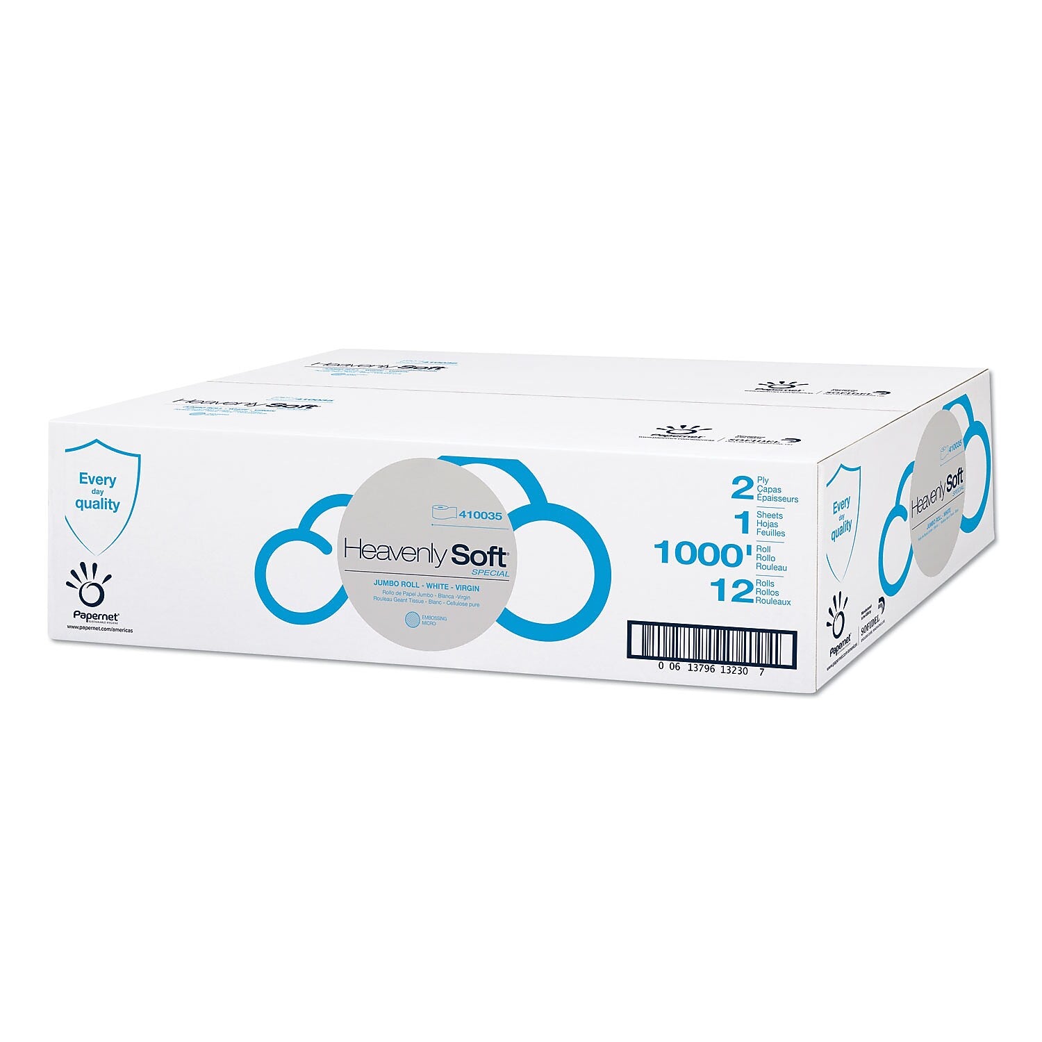Papernet Heavenly Soft Special Jumbo Toilet Paper, 2-Ply, White, 12 Rolls/Carton (410035)