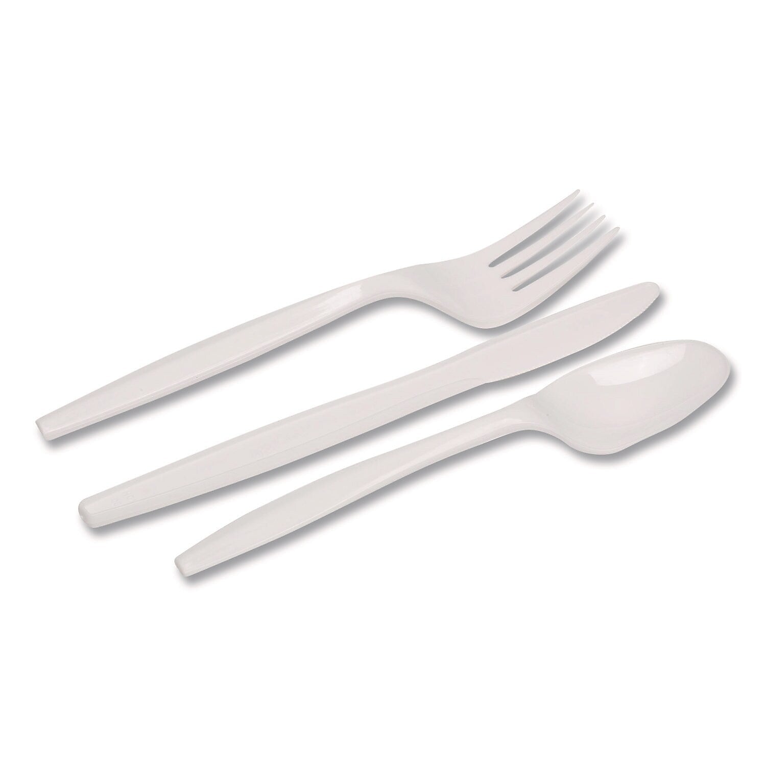 Dixie Individually Wrapped Polypropylene Fork/Knife/Teaspoon Set, Medium-Weight, White, 250 Sets/Carton (CMP26C)
