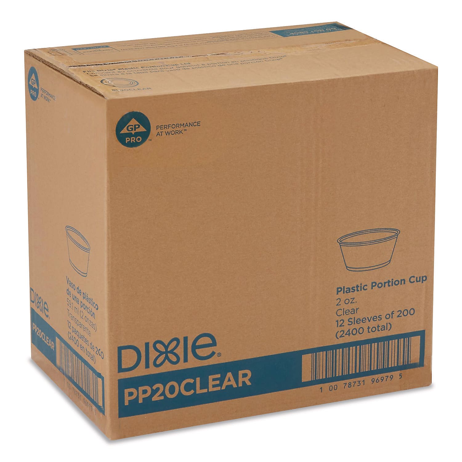 Dixie Plastic Souffle/Portion Cups, 2 oz., Clear, 200 Cups/Pack, 12 Packs/Carton (PP20CLEAR)