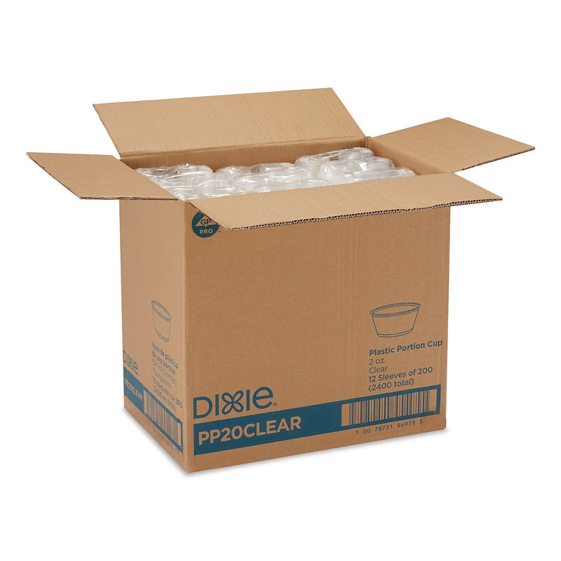 Dixie Plastic Souffle/Portion Cups, 2 oz., Clear, 200 Cups/Pack, 12 Packs/Carton (PP20CLEAR)