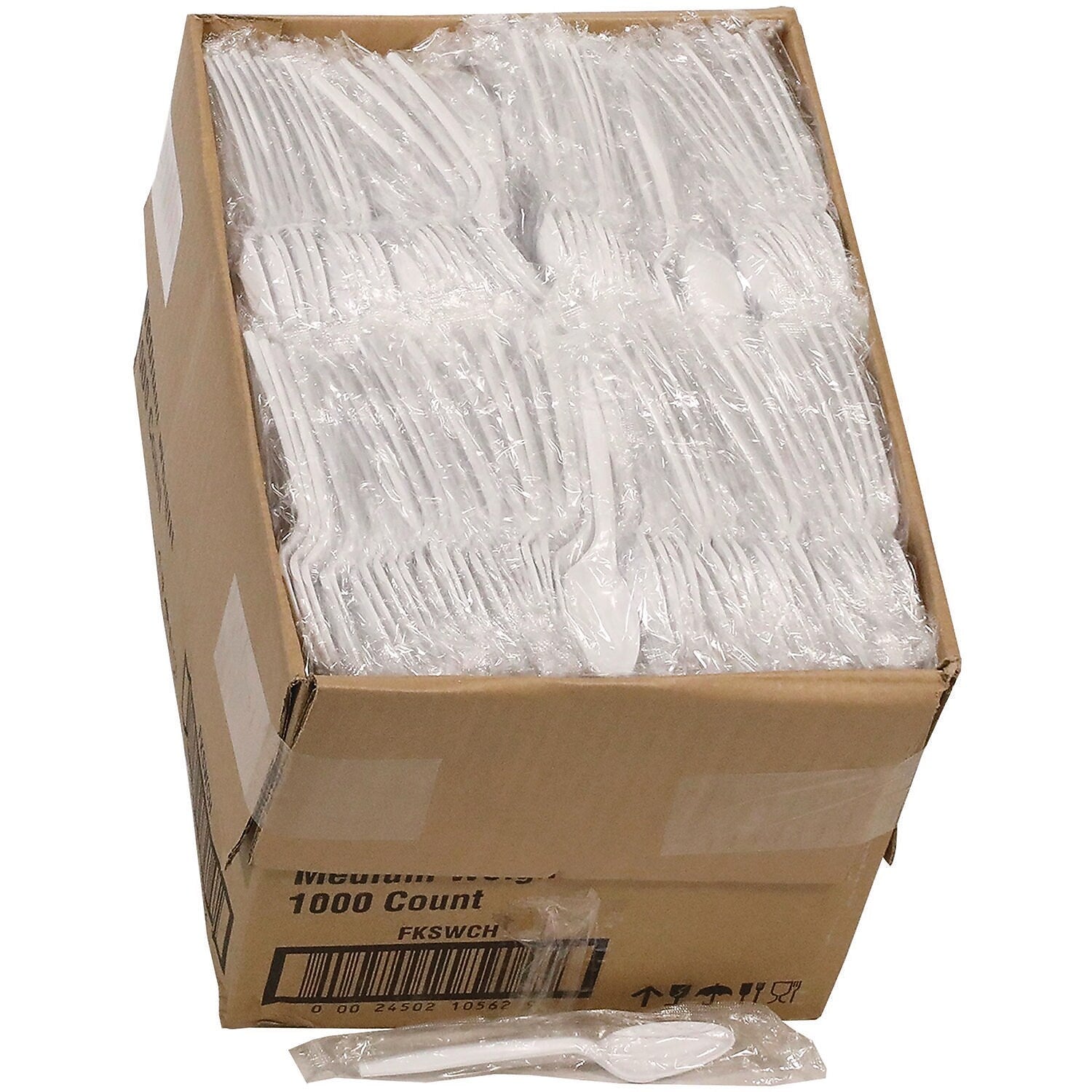 Pactiv Evergreen Fieldware Individually Wrapped Polypropylene Tea Spoons, Medium-Weight, White, 1,000 Pieces/Carton (FKSWCH)