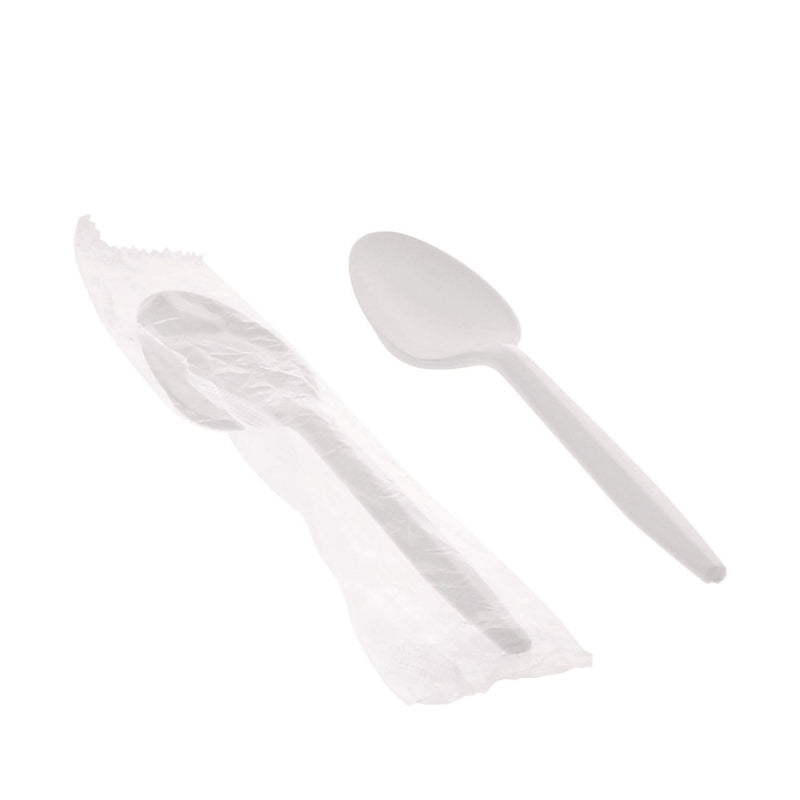Pactiv Evergreen Fieldware Individually Wrapped Polypropylene Tea Spoons, Medium-Weight, White, 1,000 Pieces/Carton (FKSWCH)