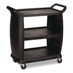 Boardwalk 3-Shelf Polypropylene Mobile Bussing Cart with Four Swivel Wheels, Black (CC203603)