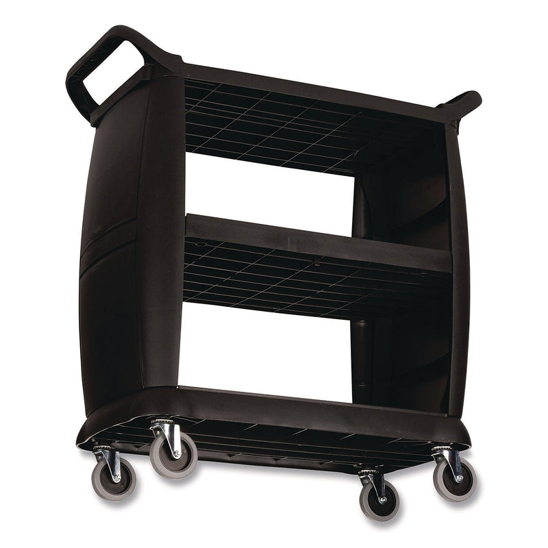 Boardwalk 3-Shelf Polypropylene Mobile Bussing Cart with Four Swivel Wheels, Black (CC203603)