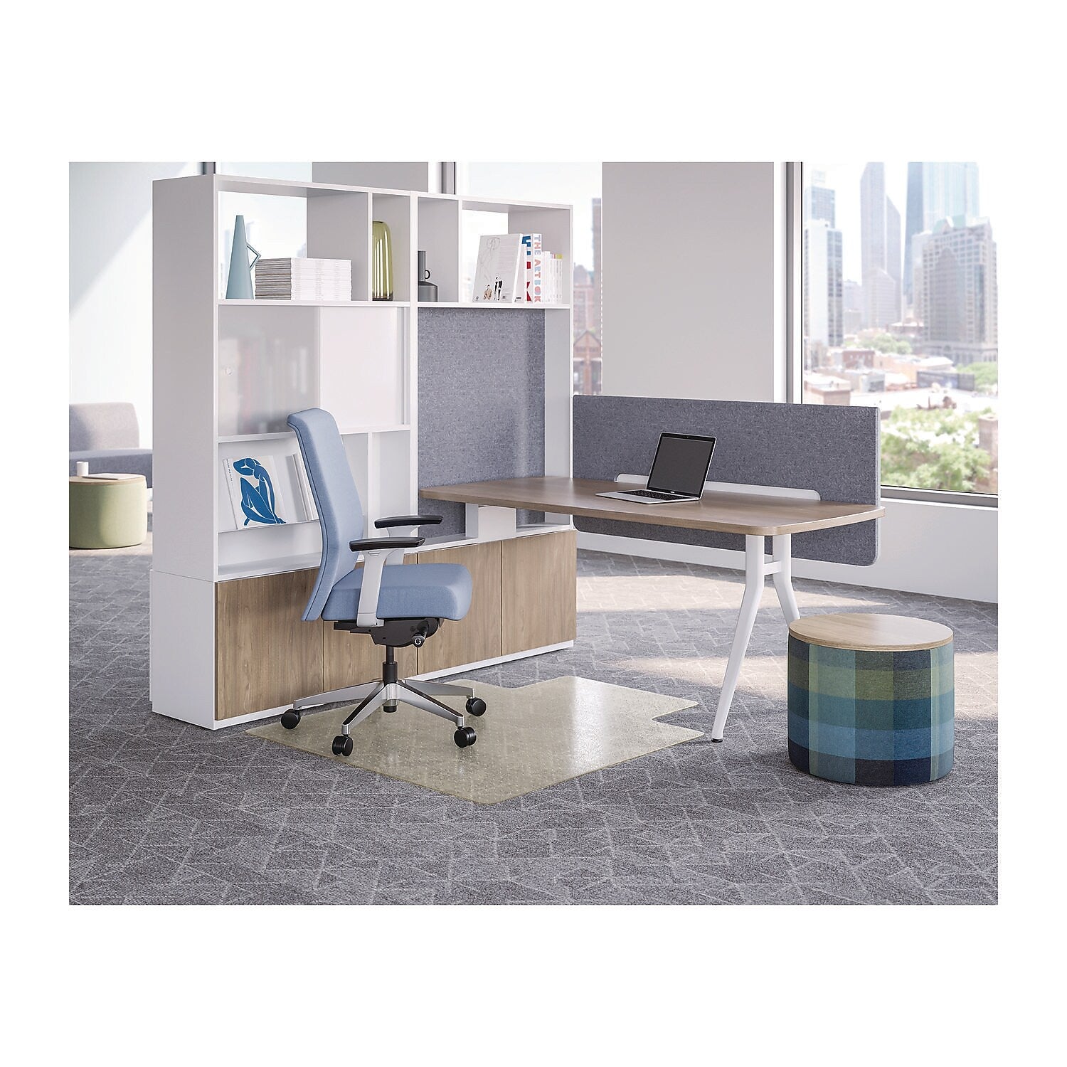 Deflect-O Oceanmat Carpet Chair Mat with Lip, 45" x 53", Designed for Low-Pile Carpet, Clear Plastic (CM1K232OCB)