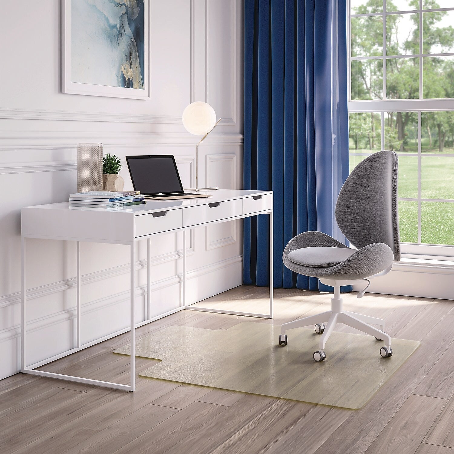 Deflect-O Oceanmat Hard Floor Chair Mat with Lip, 45" x 53", Clear Plastic (CM2G232OCB)