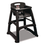 Rubbermaid Commercial Plastic Kids Sturdy High Chair Youth Seat with Casters, Black (FG780508BLA)