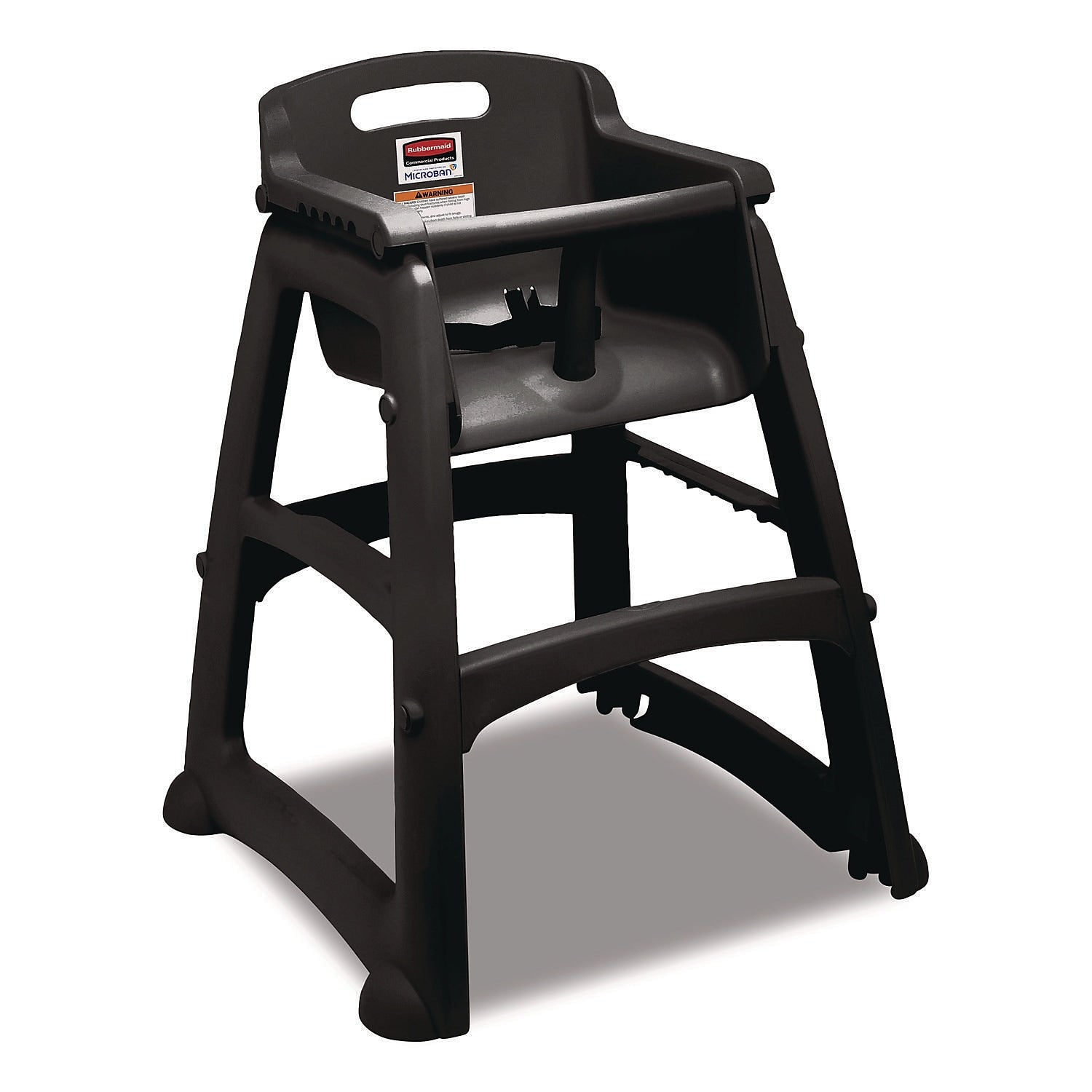 Rubbermaid Commercial Plastic Kids Sturdy High Chair Youth Seat with Casters, Black (FG780508BLA)