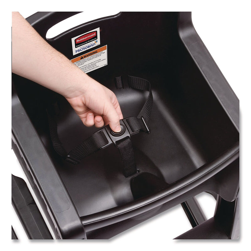 Rubbermaid Commercial Plastic Kids Sturdy High Chair Youth Seat with Casters, Black (FG780508BLA)