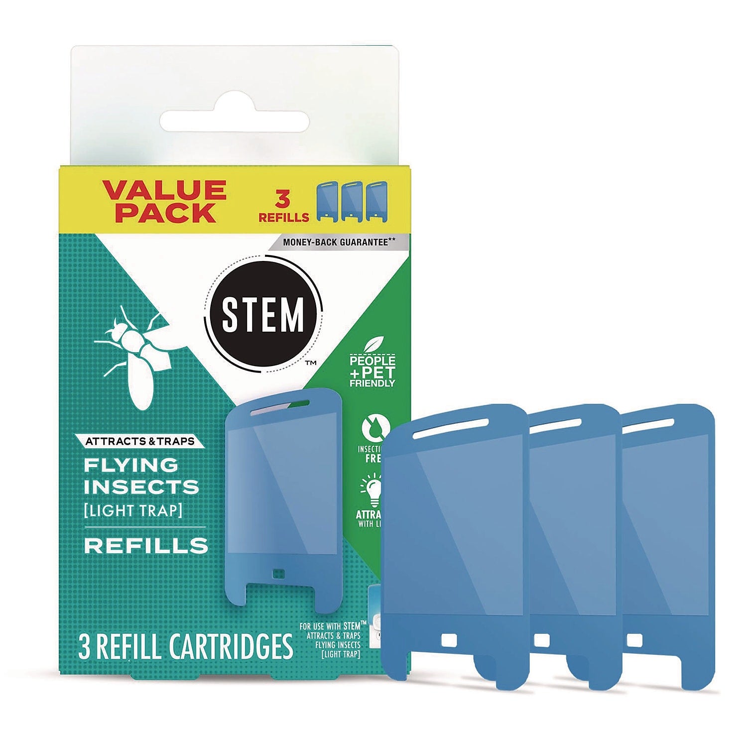 SC Johnson STEM Light Trap Refills for Insects, 3 Refills/Pack, 8 Packs/Carton (372883)