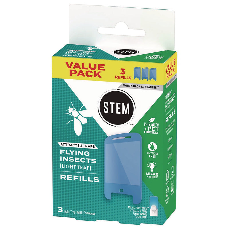 SC Johnson STEM Light Trap Refills for Insects, 3 Refills/Pack, 8 Packs/Carton (372883)