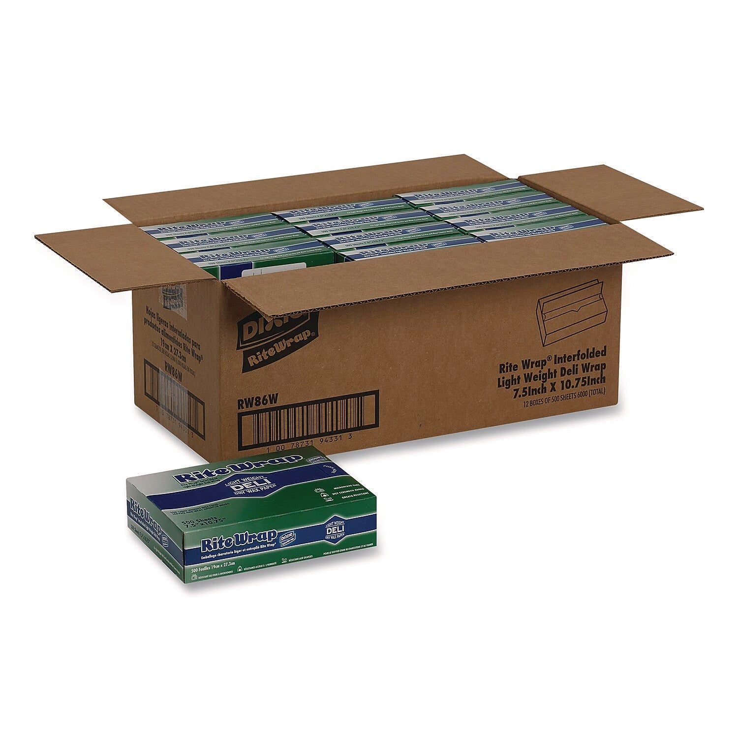 Dixie Dispens-A-Wax Waxed Deli Patty Paper, 10.75" x 7.5", 500/Box, 12 Boxes/Carton (RW86W)