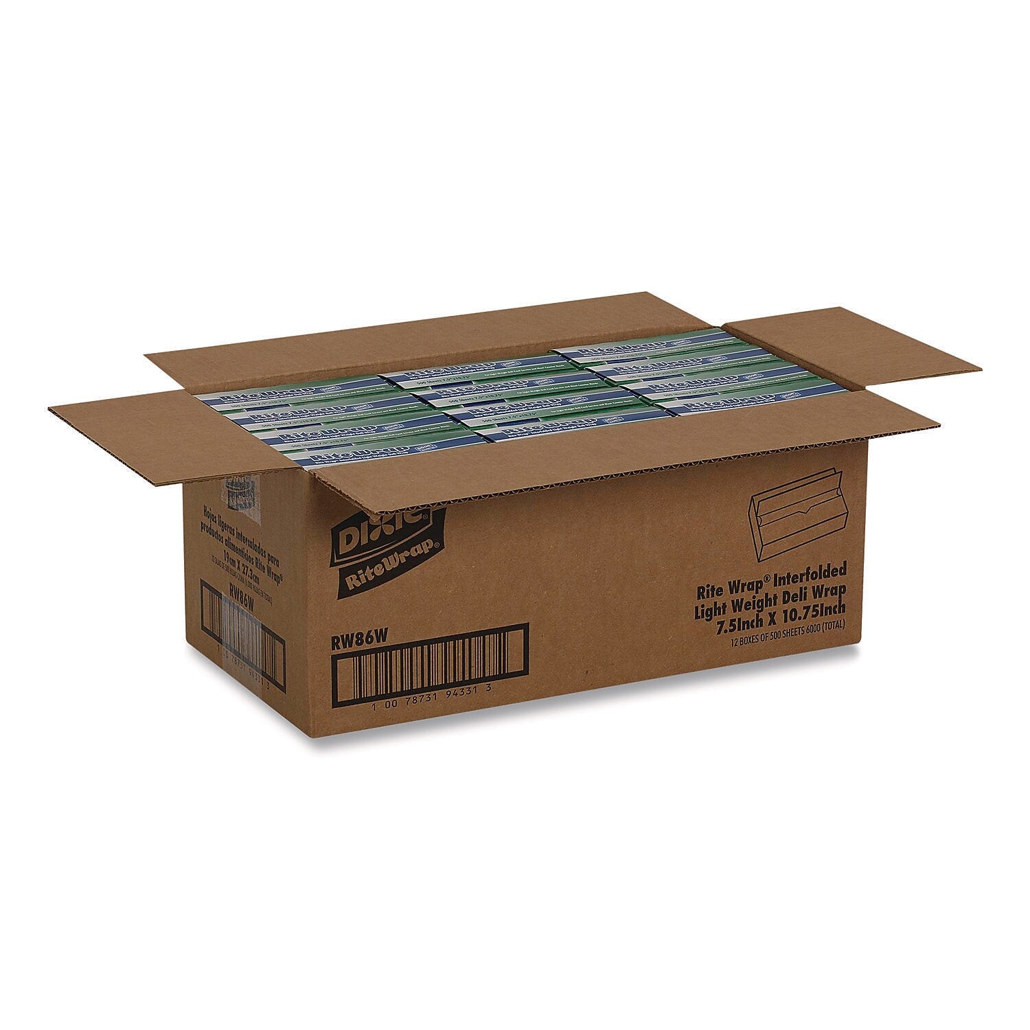 Dixie Dispens-A-Wax Waxed Deli Patty Paper, 10.75" x 7.5", 500/Box, 12 Boxes/Carton (RW86W)