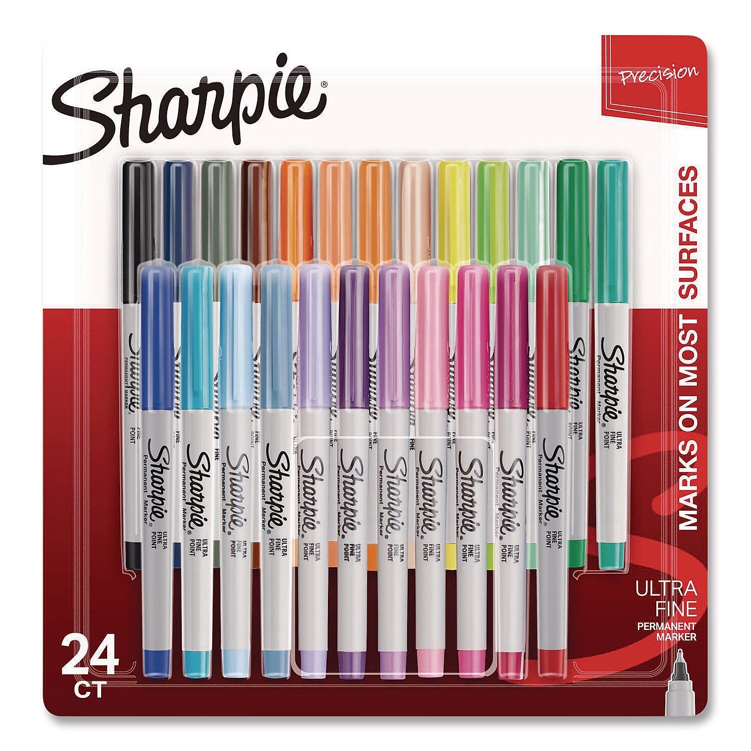Sharpie Permanent Marker, Ultra Fine Tip, Assorted Colors, 24/Pack (2105407)
