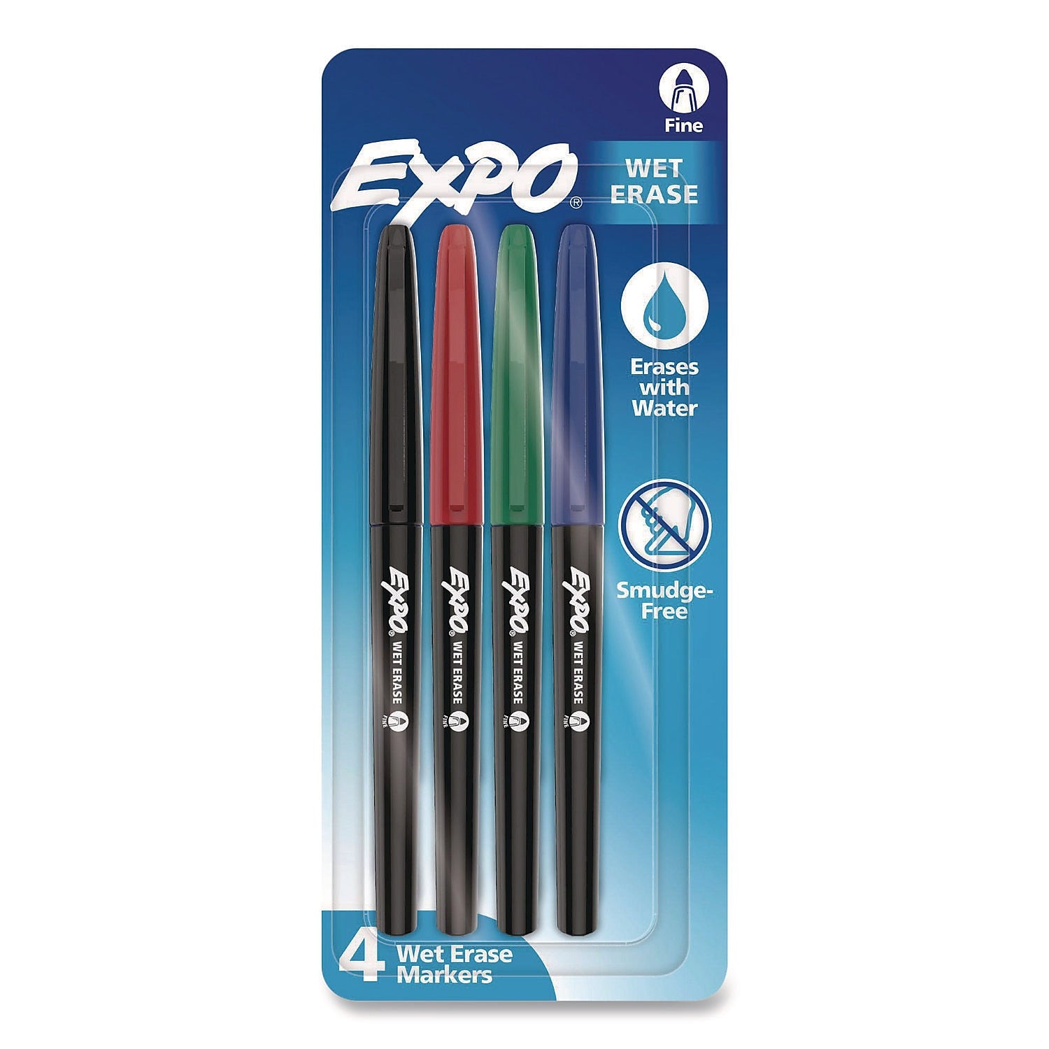 EXPO Wet Erase Marker, Fine Tip, Assorted Colors, 4/Pack (2211318)