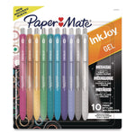 Paper Mate InkJoy Metallic Retractable Gel Pen, Medium Point, 0.8mm, Assorted Colors, 10/Pack (2208638)
