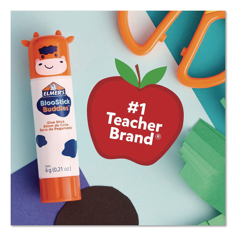 Elmer's BlooStick Buddies and Disappearing Purple Washable Removable Glue Stick Combo Pack, 0.21 oz., Clear, 12/Pack (2213736)