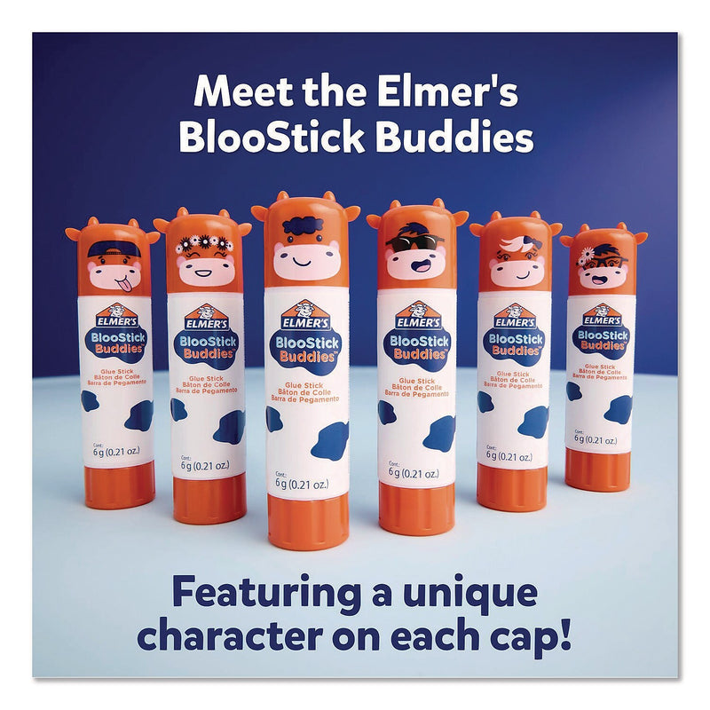 Elmer's BlooStick Buddies and Disappearing Purple Washable Removable Glue Stick Combo Pack, 0.21 oz., Clear, 12/Pack (2213736)