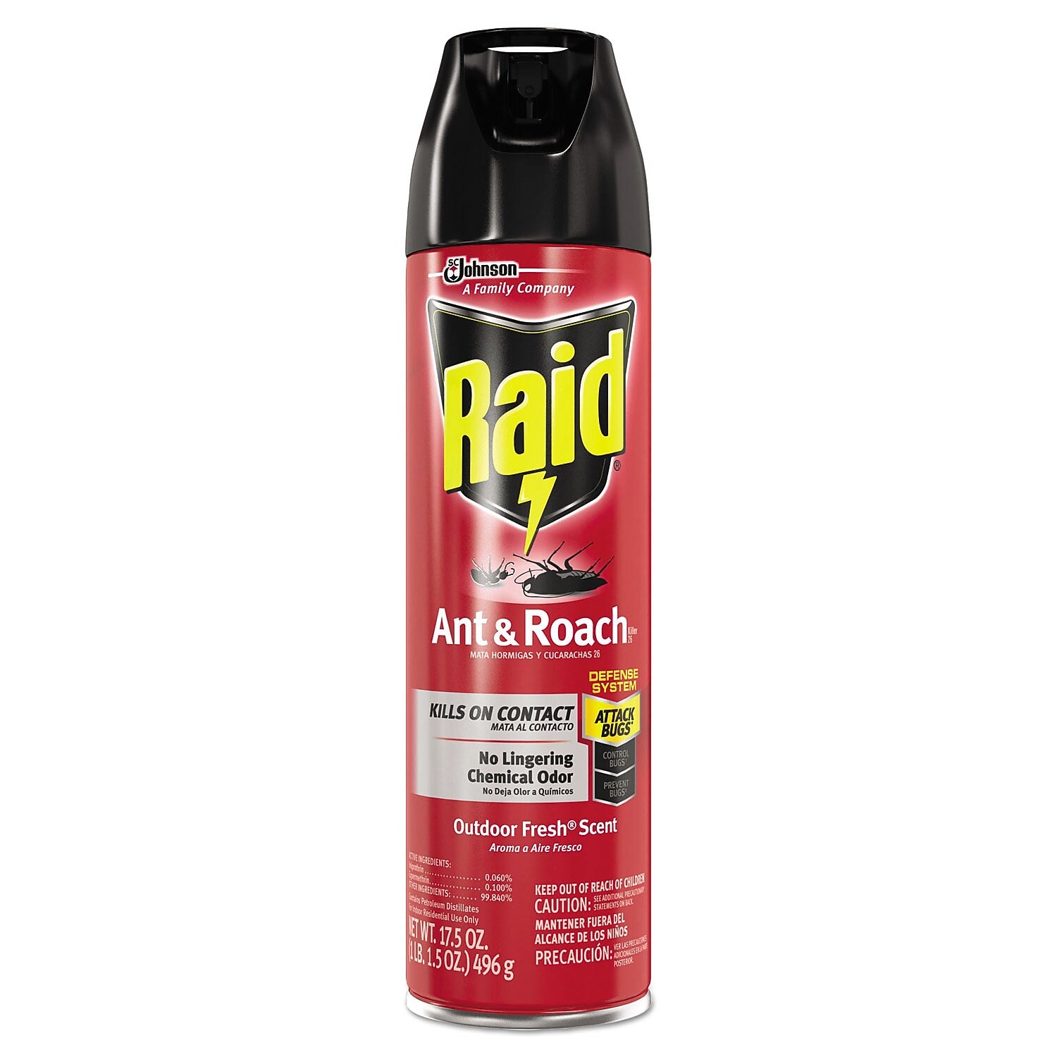 Raid Aerosol Spray for Ants & Roaches, Outdoor Fresh Scent, 17.5 oz. (366000EA)