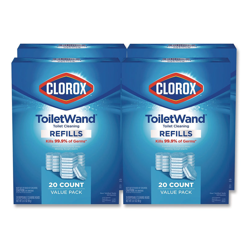 Clorox ToiletWand Disinfecting Toilet Bowl Cleaner Refill, 20/Pack, 4 Pack/Carton (31049)