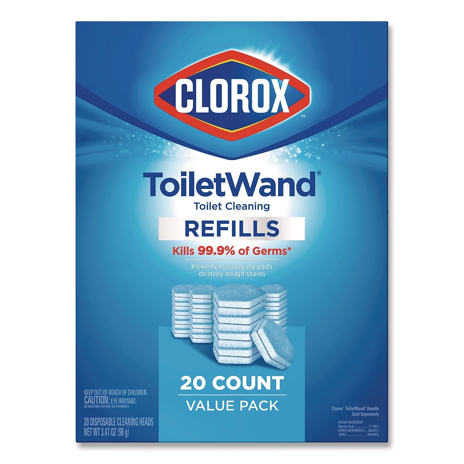 Clorox ToiletWand Disinfecting Toilet Bowl Cleaner Refill, 20/Pack, 4 Pack/Carton (31049)