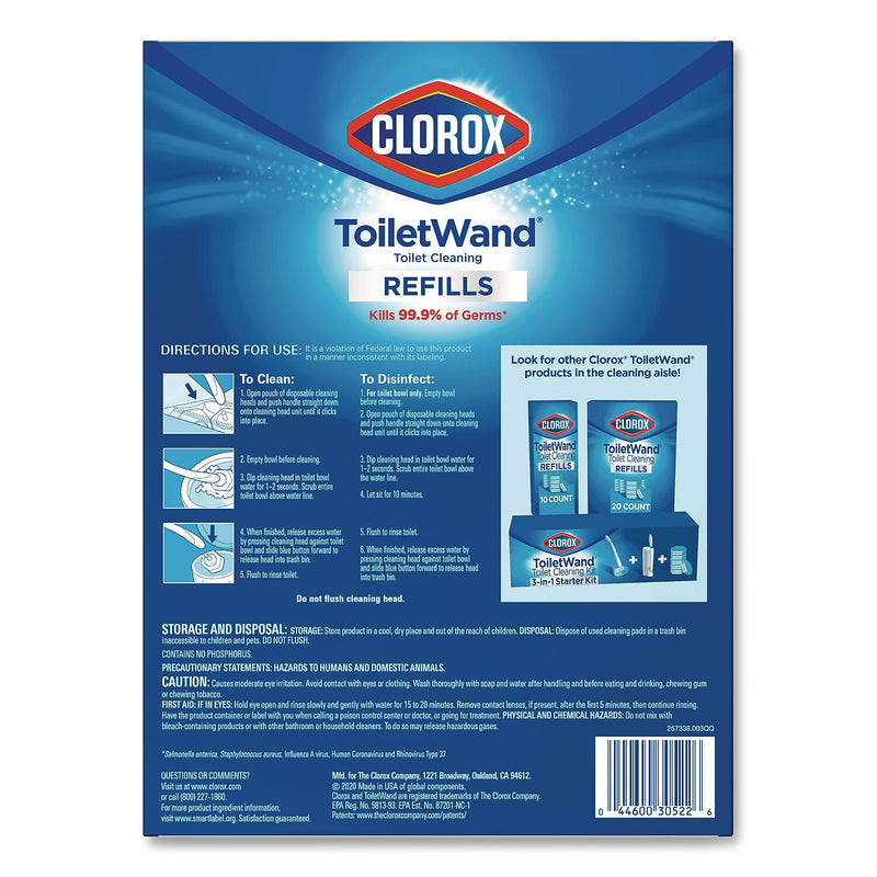 Clorox ToiletWand Disinfecting Toilet Bowl Cleaner Refill, 20/Pack, 4 Pack/Carton (31049)