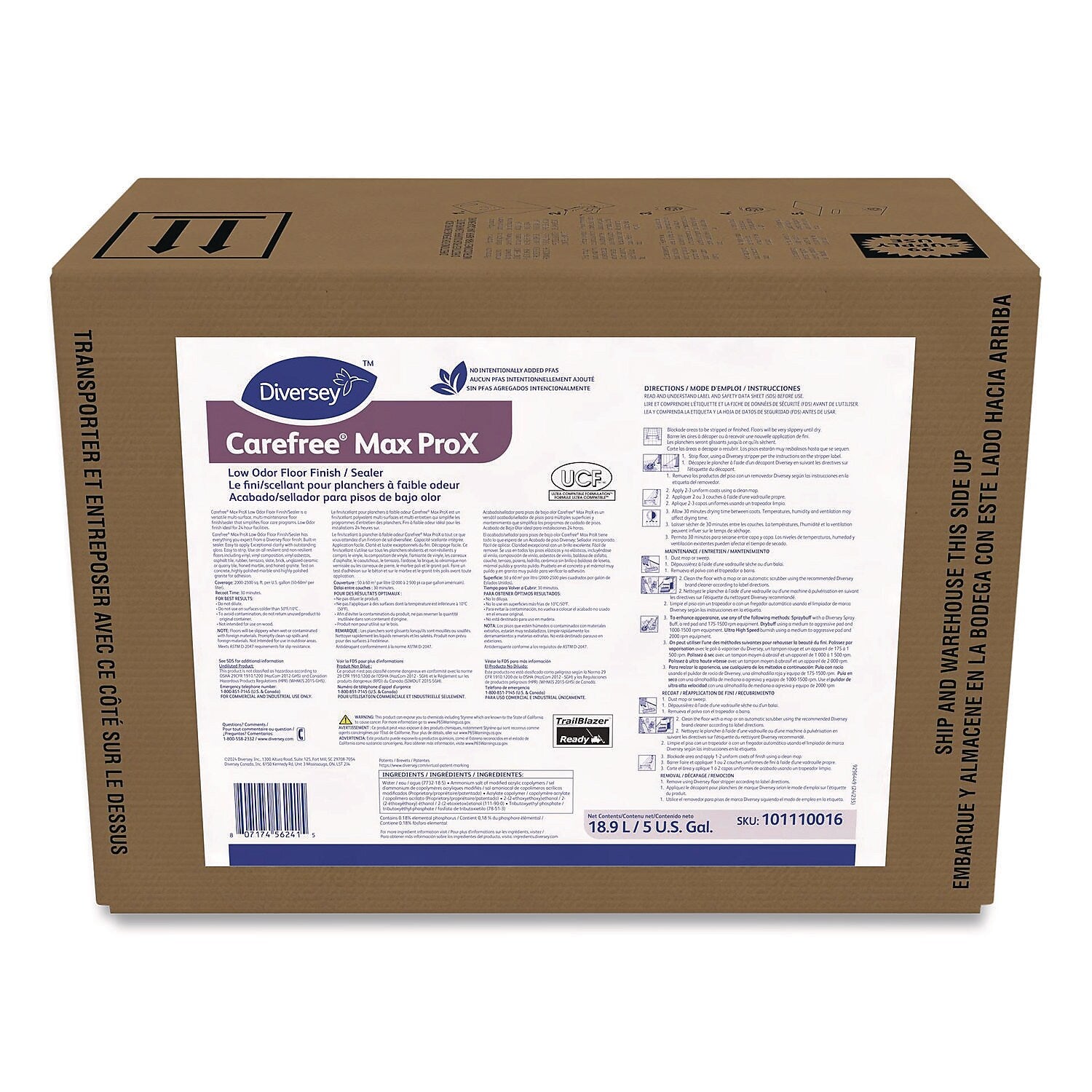 Diversey Carefree Max ProX Floor Finish, 5 Gal. (101110016)