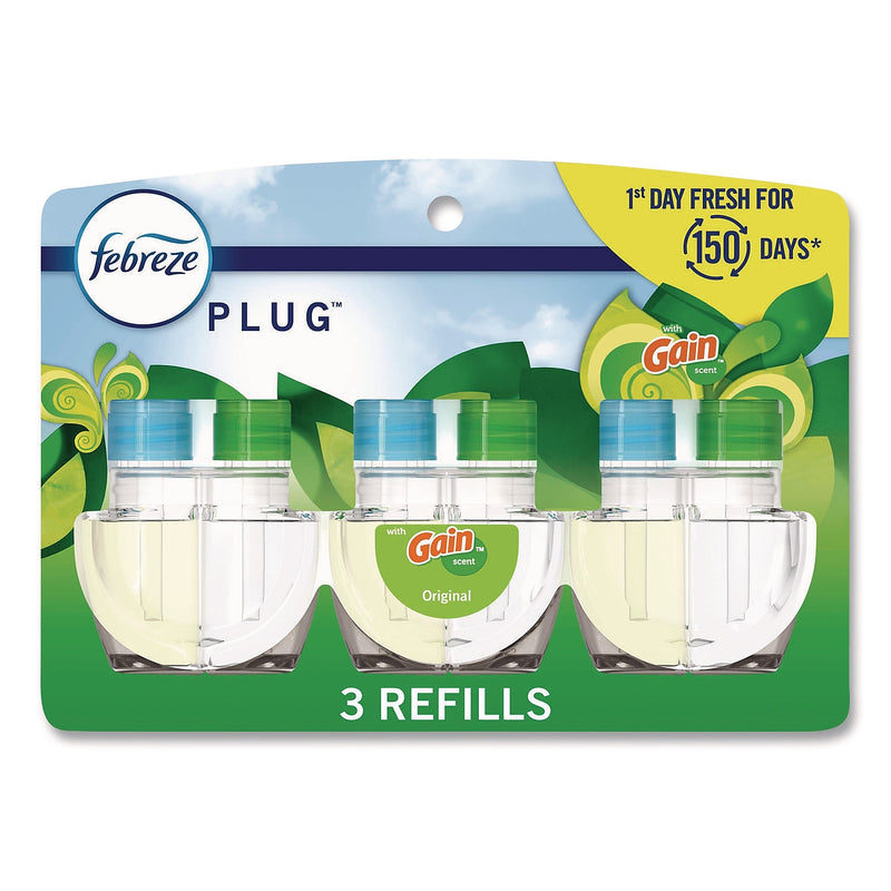 Febreze PLUG Air Freshener Refill, Gain Scent, 2.63 oz., 3/Pack, 6 Packs/Carton (80781111)