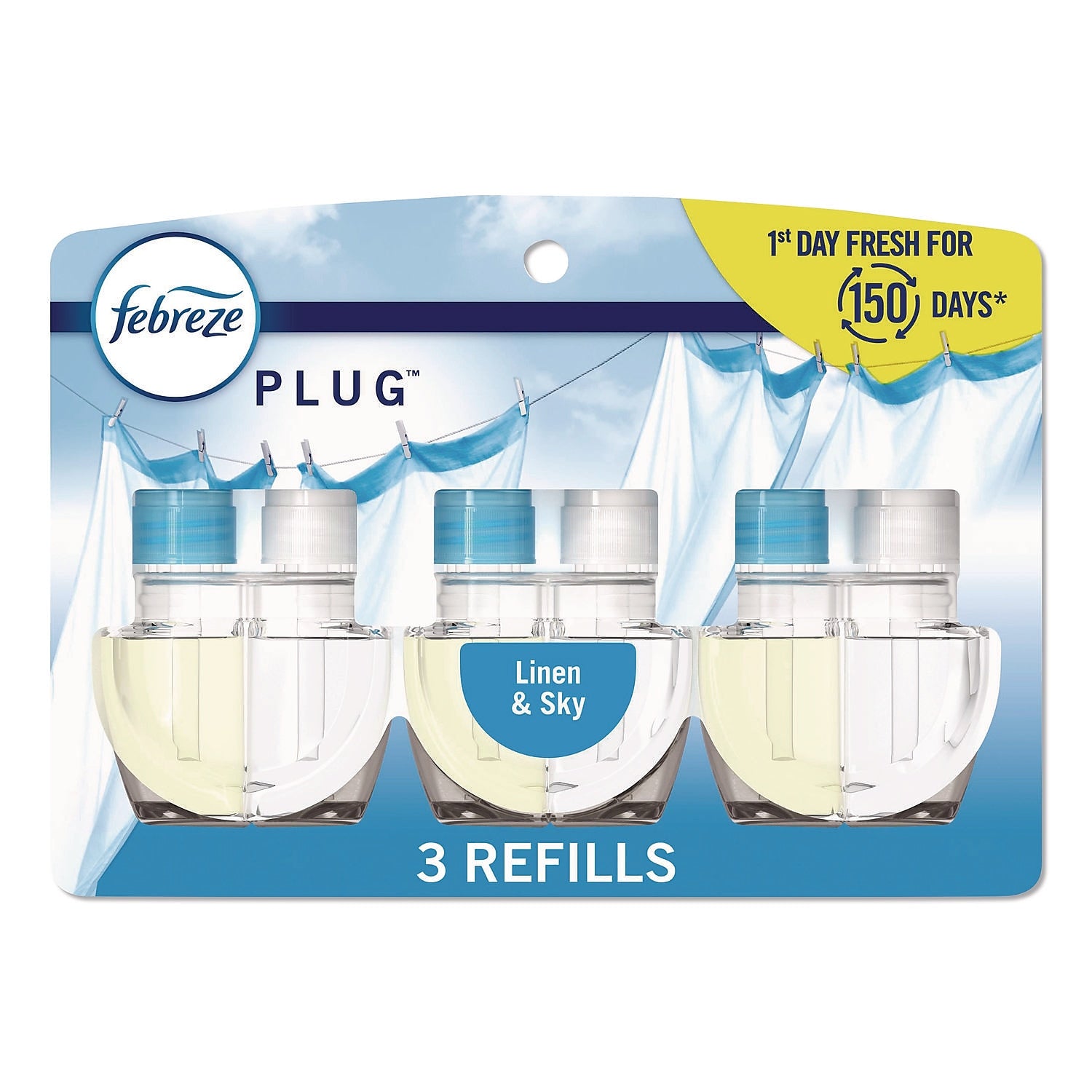 Febreze PLUG Air Freshener Refill, Linen & Sky Scent, 2.63 oz., 3/Pack, 6 Packs/Carton (80781115)
