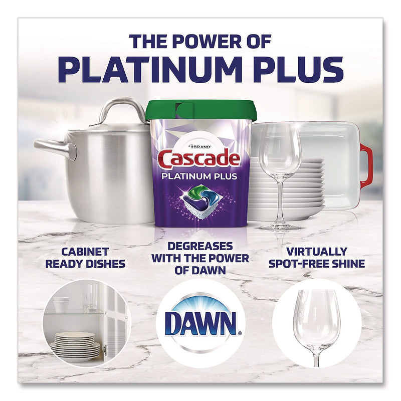 Cascade Platinum Plus ActionPacs Dishwashing Detergent Pacs, Fresh Scent, 47 Pacs/Tub, 3 Tubs/Carton (80798635)