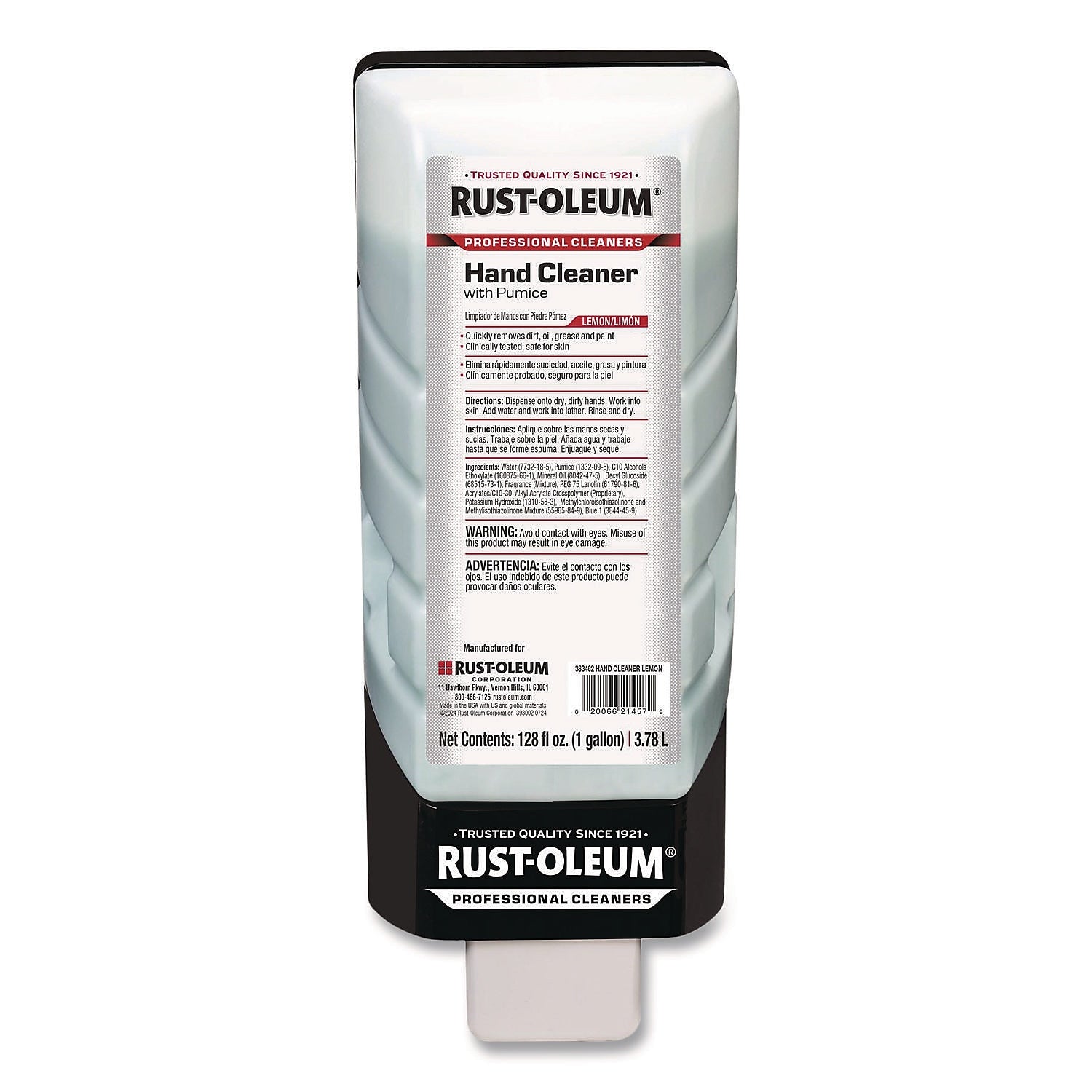 Rust-Oleum Professional Liquid Hand Soap with Pumice, Lemon Scent, 1 Gal., 4/Carton (383462)