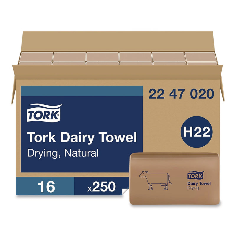 Tork Dairy Paper Cleaning Towels, 10.25" x 9.12", Natural,  250 Towels/Pack, 16 Packs/Carton (2247020)