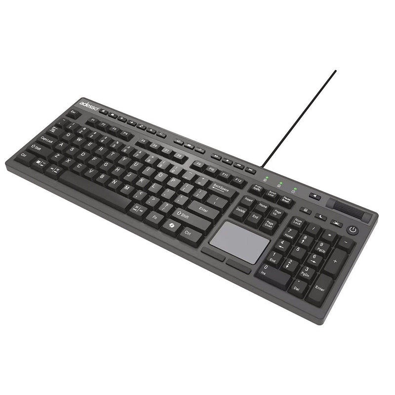 Adesso CyberTouch Wired Desktop Keyboard with Touchpad, Black (ADEAKB445UB)