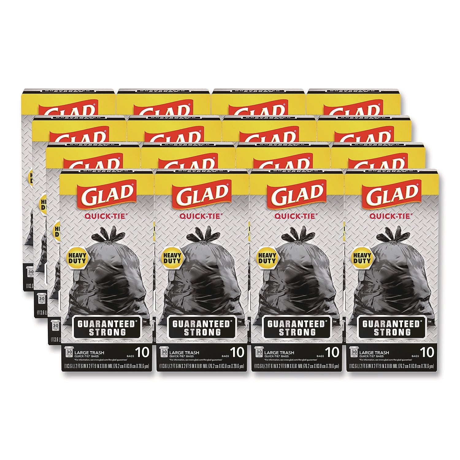 Glad 30 Gallon Quick-Tie Kitchen Trash Bag, Black, 120 Total Bags (00079)