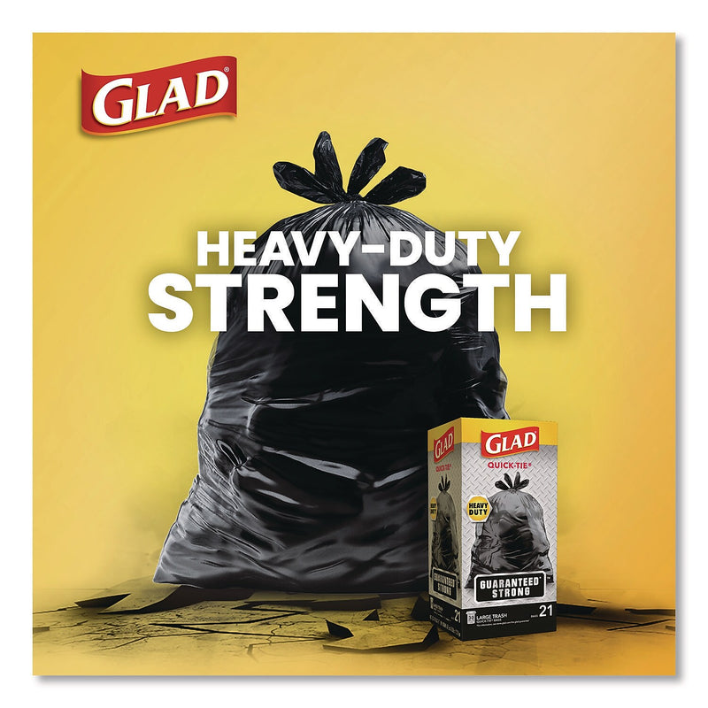 Glad 30 Gallon Quick-Tie Kitchen Trash Bag, Black, 120 Total Bags (00079)