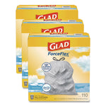 Glad ForceFlex 13 Gallon Drawstring Tall Kitchen Trash Bag, Fresh Clean Scent, Gray, 330 Total Bags (78563)