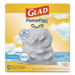 Glad ForceFlex 13 Gallon Drawstring Tall Kitchen Trash Bag, Fresh Clean Scent, Gray, 330 Total Bags (78563)