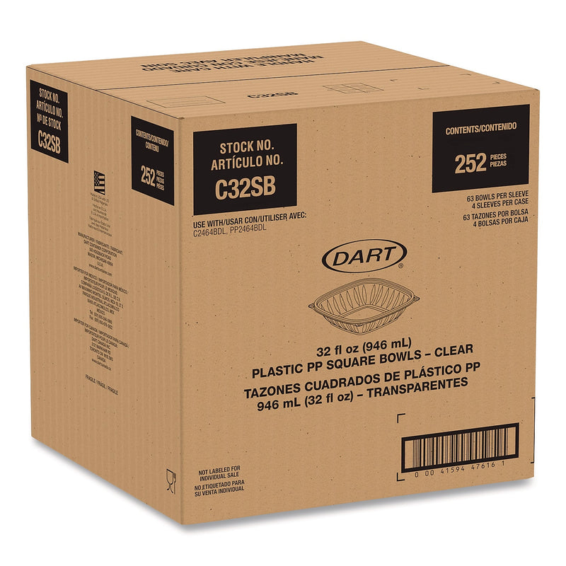 Dart Plastic Bowl, 32 oz., Clear, 252/Carton (C32SB)