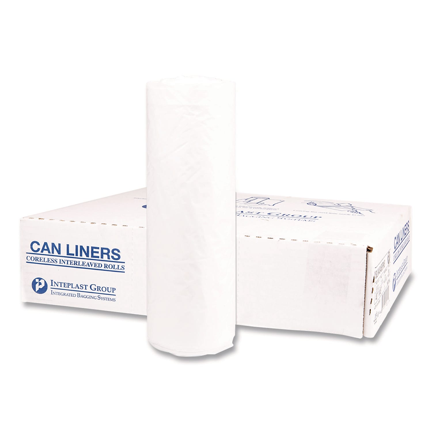 Inteplast Group 40-45 Gallon Trash Bag, 40" x 46", Low Density, 1.15 mil, Natural, 100 Total Bags (SLW4046SPNS)