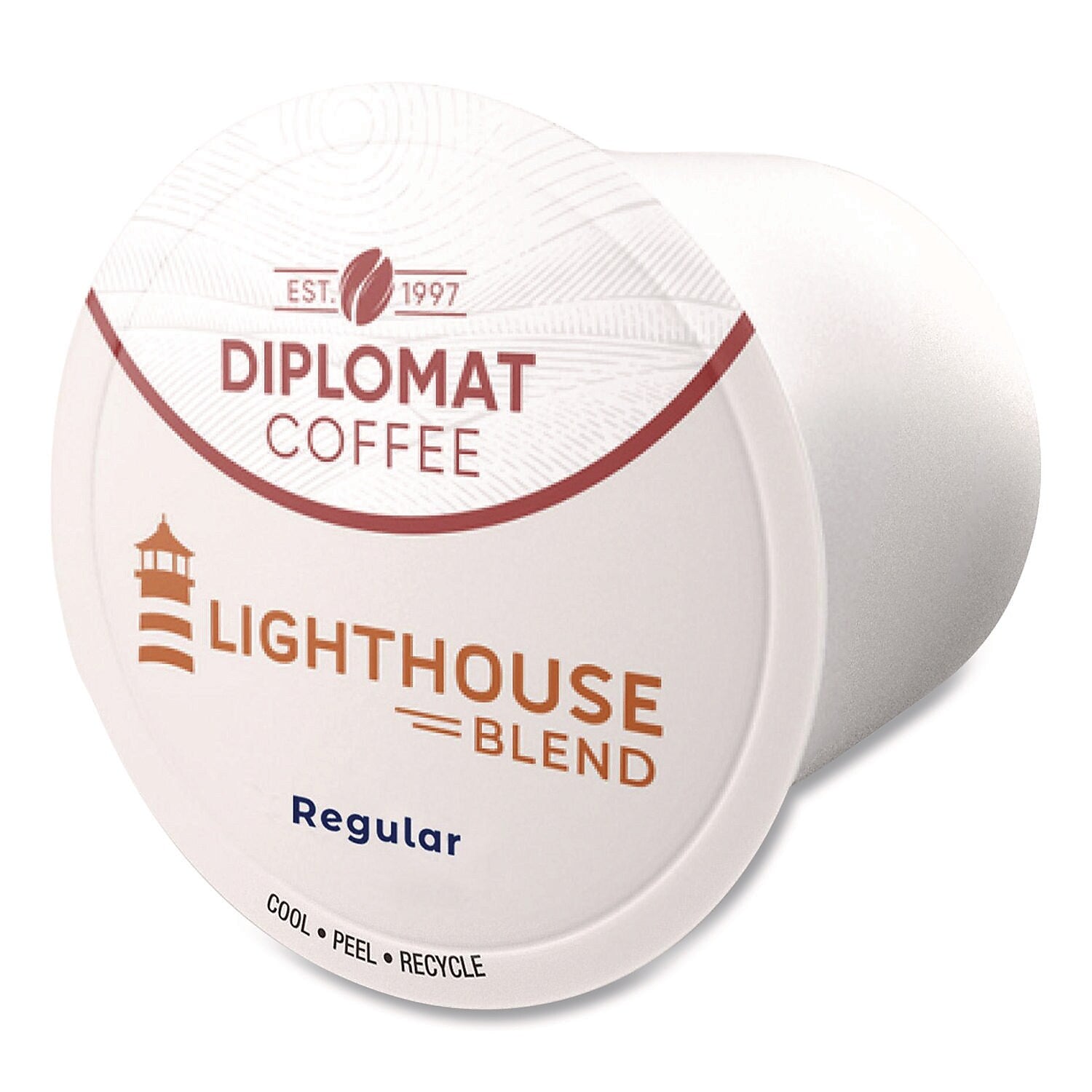 Diplomat Coffee Lighthouse Roast Coffee Pods, Medium Roast, 96/Carton (C-DCCUP-LH96-10R)
