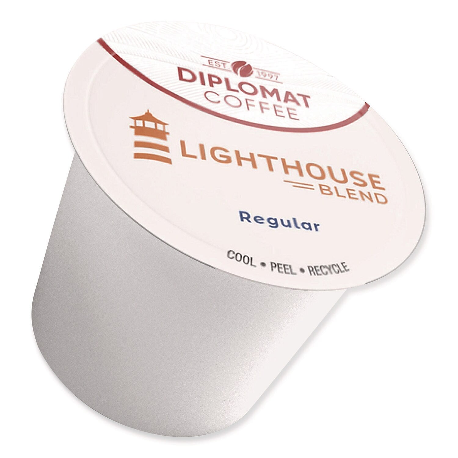 Diplomat Coffee Lighthouse Roast Coffee Pods, Medium Roast, 96/Carton (C-DCCUP-LH96-10R)
