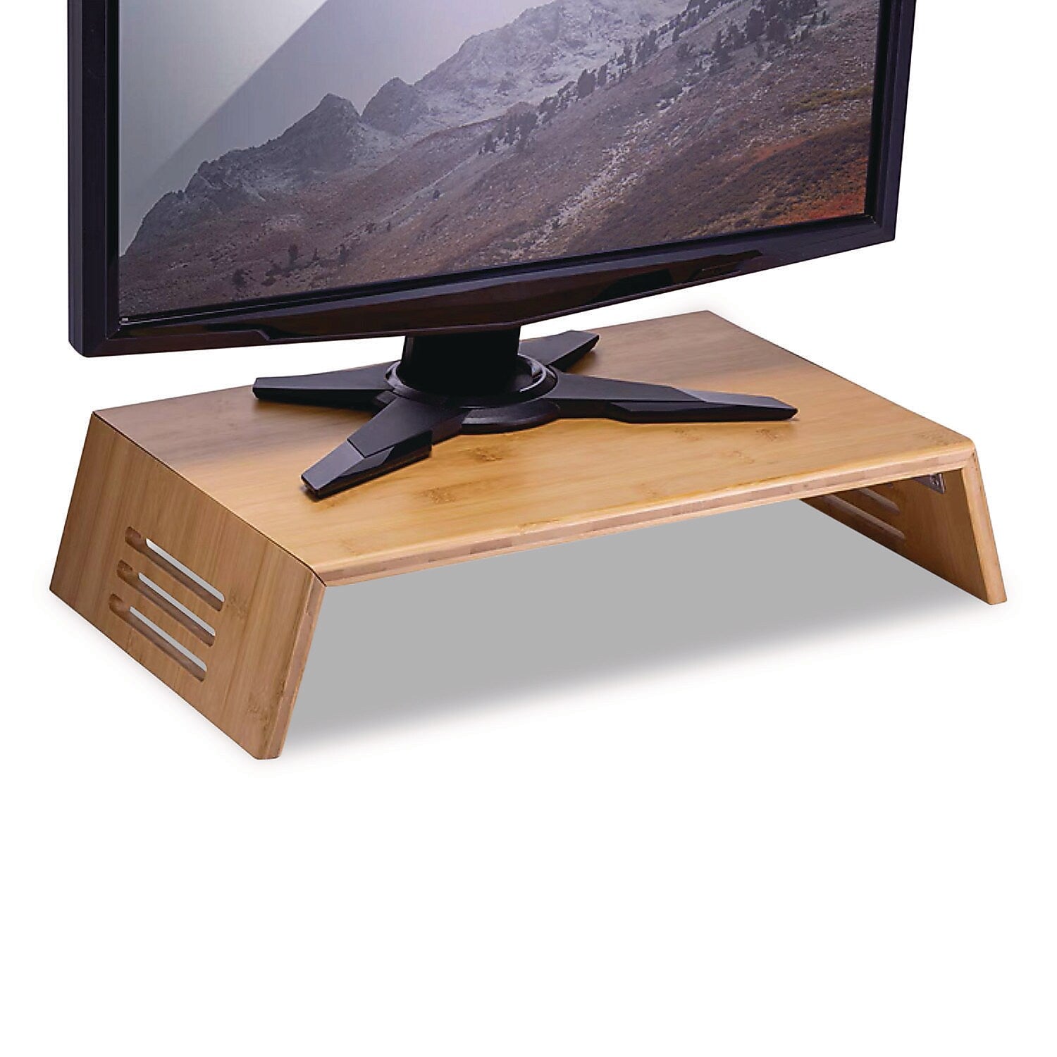 Officemate Bamboo Monitor Stand, Up to 15" Monitor, Brown (OIC71008)