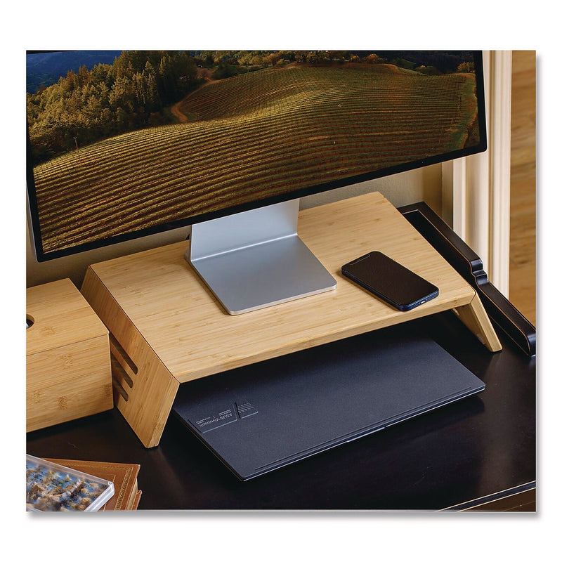 Officemate Bamboo Monitor Stand, Up to 15" Monitor, Brown (OIC71008)