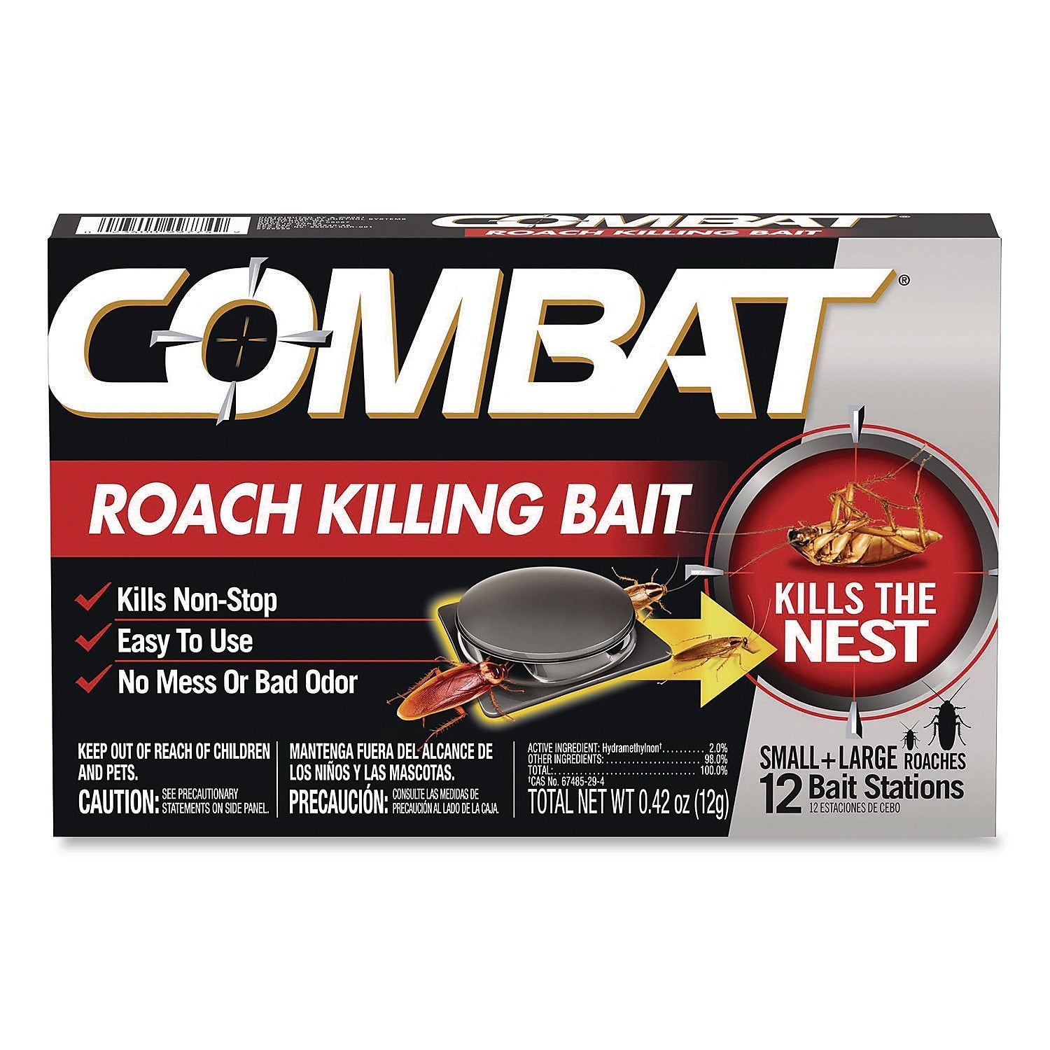 Combat Roach Bait Insecticide for Roaches, Unscented, 0.42 oz., 12-Pack (23400 05701)
