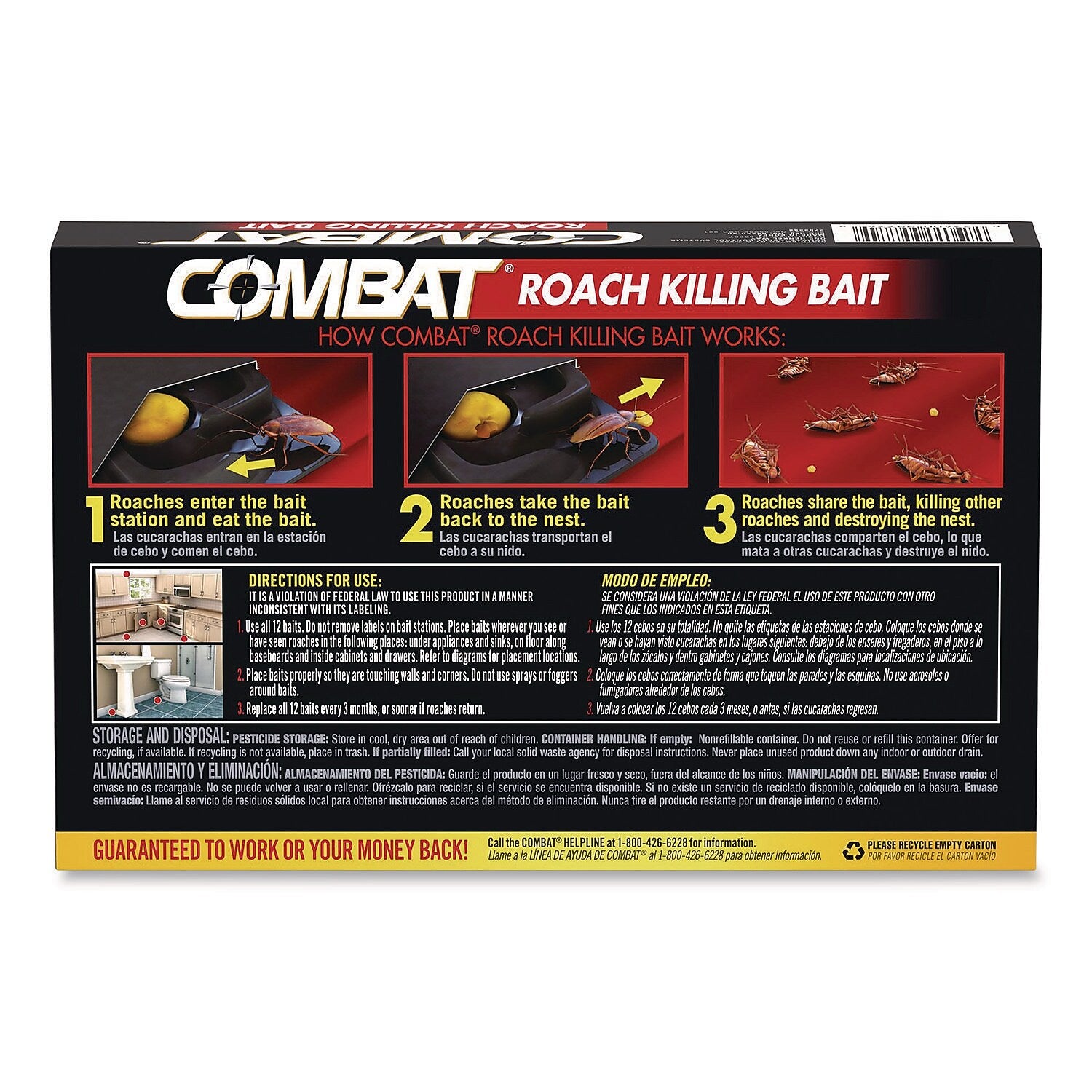 Combat Roach Bait Insecticide for Roaches, Unscented, 0.42 oz., 12-Pack (23400 05701)