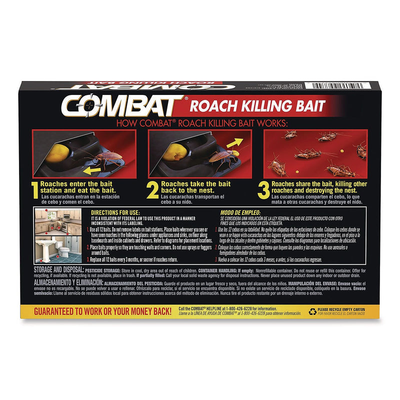 Combat Roach Bait Insecticide for Roaches, Unscented, 0.42 oz., 12-Pack (23400 05701)