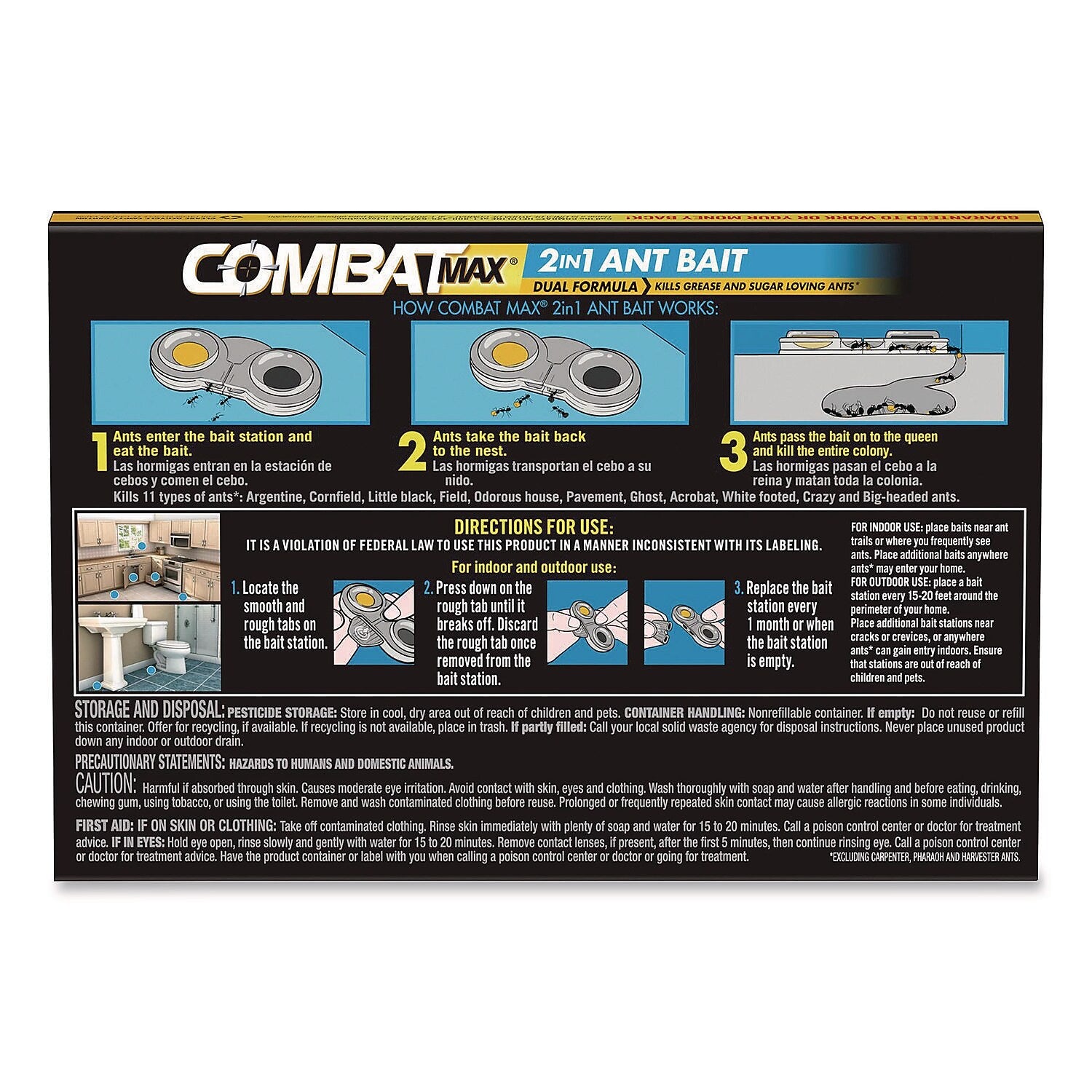 Combat Max 2-in-1 Ant Bait, Unscented, 0.84 oz., 4 Bait Stations (23400 07172)