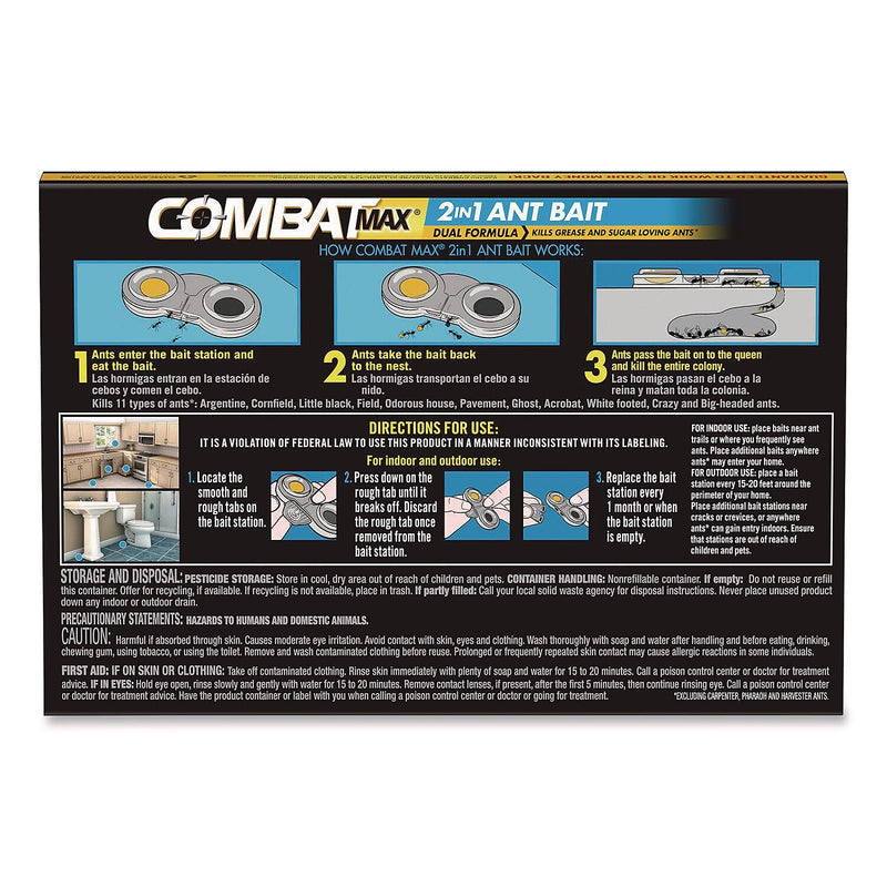 Combat Max 2-in-1 Ant Bait, Unscented, 0.84 oz., 4 Bait Stations (23400 07172)